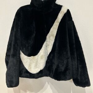 Nike Black and Cream Teddy Jacket